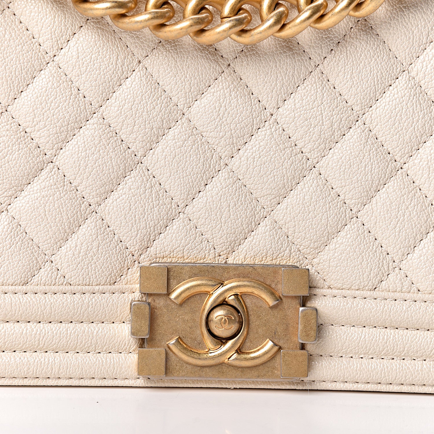 Chanel Caviar Quilted Medium Boy Flap Ivory 8 of 11
