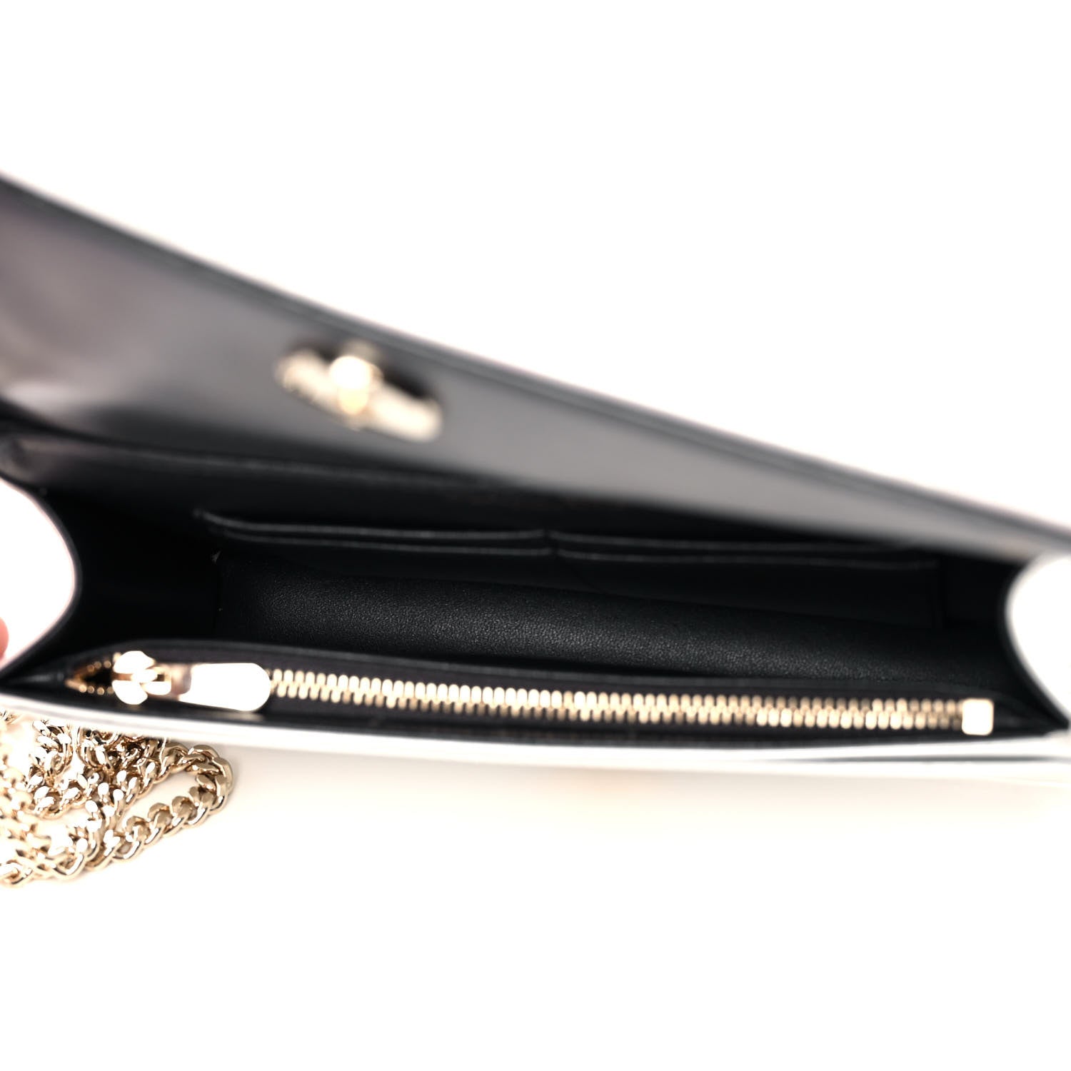 Christian Dior Patent Micro-Cannage Diorama Wallet on Chain Pouch White 4 of 10