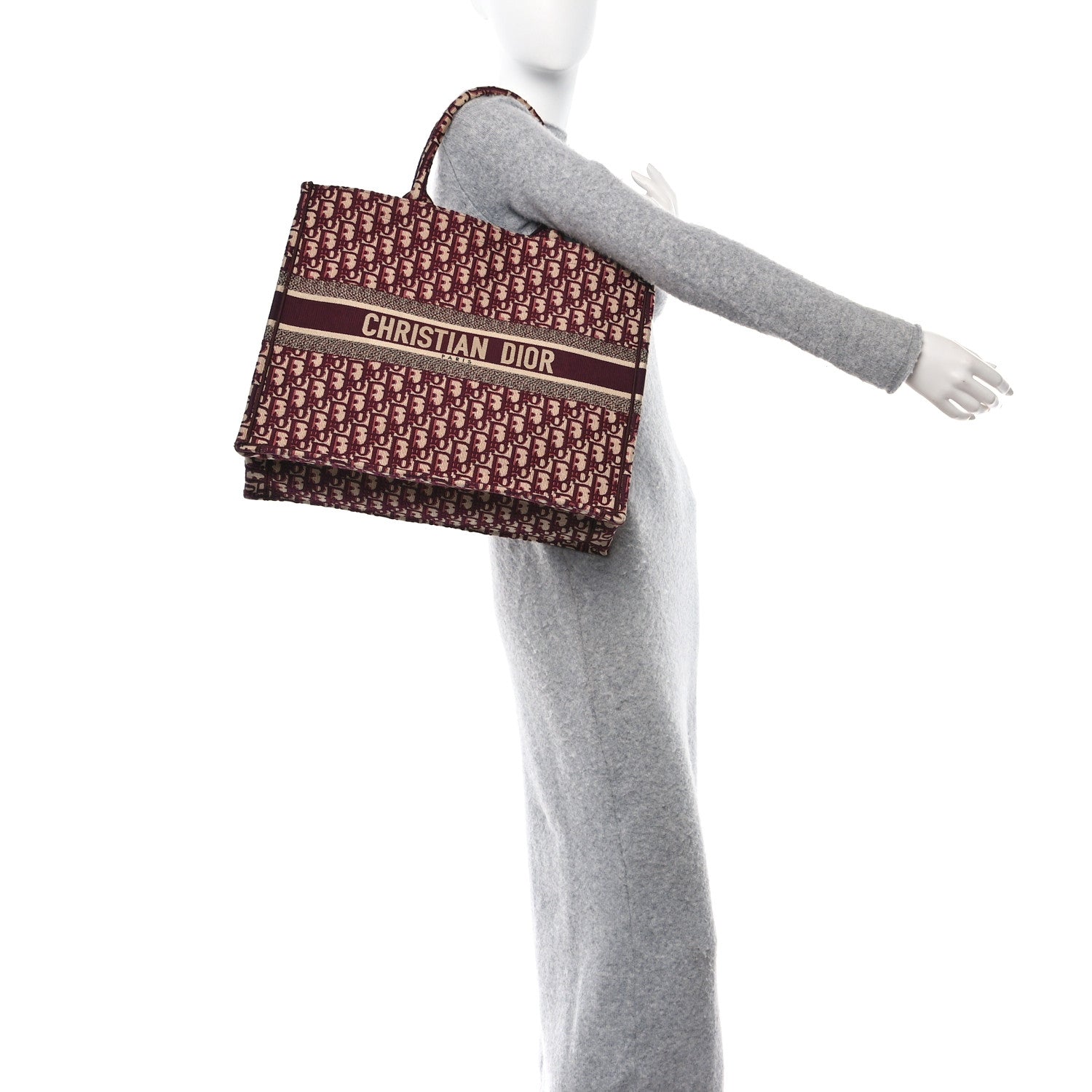 Christian Dior Oblique Large Book Tote Burgundy Multicolor 2 of 10