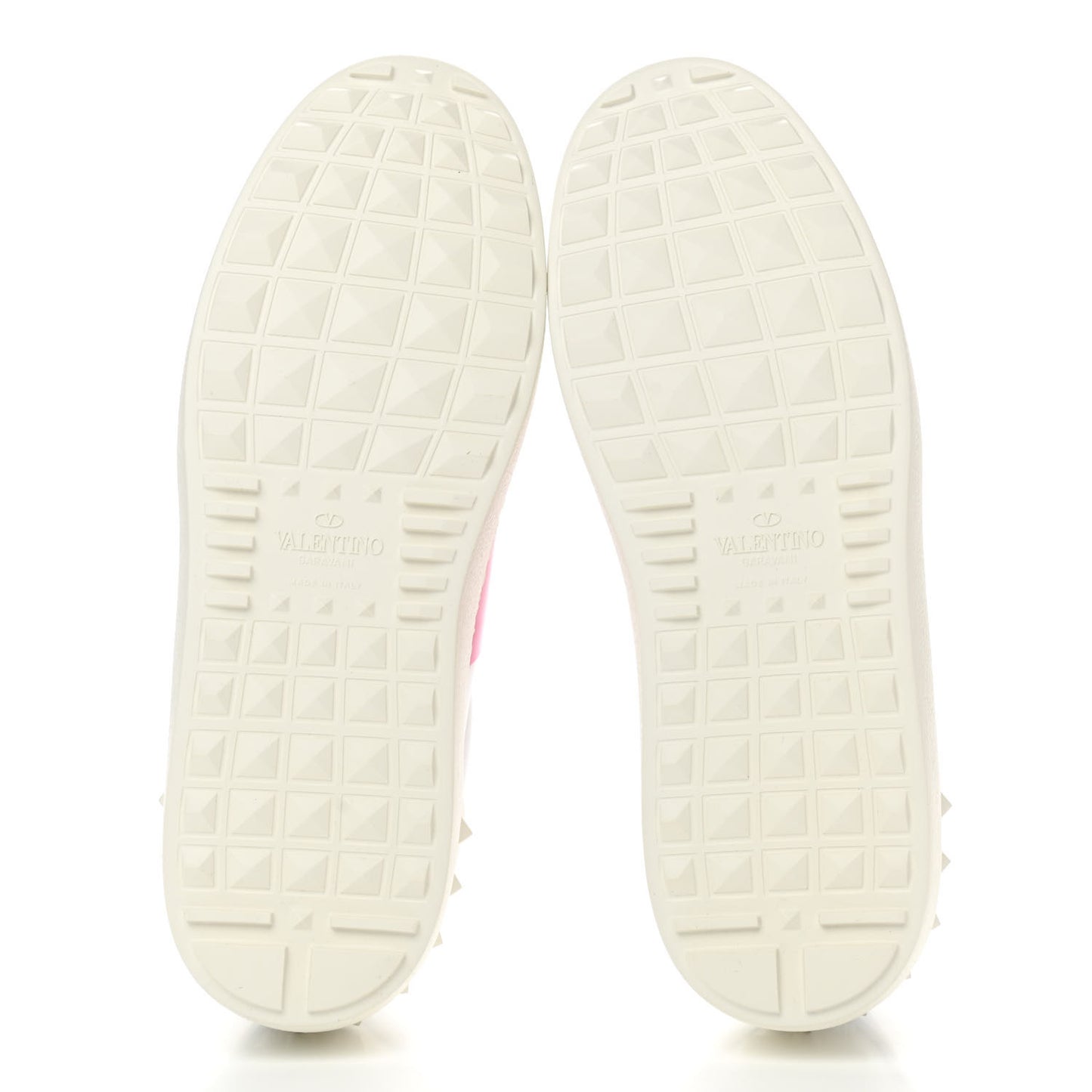 Patent Calfskin Womens Rockstud Open Sneakers 37 White Pink Orchid