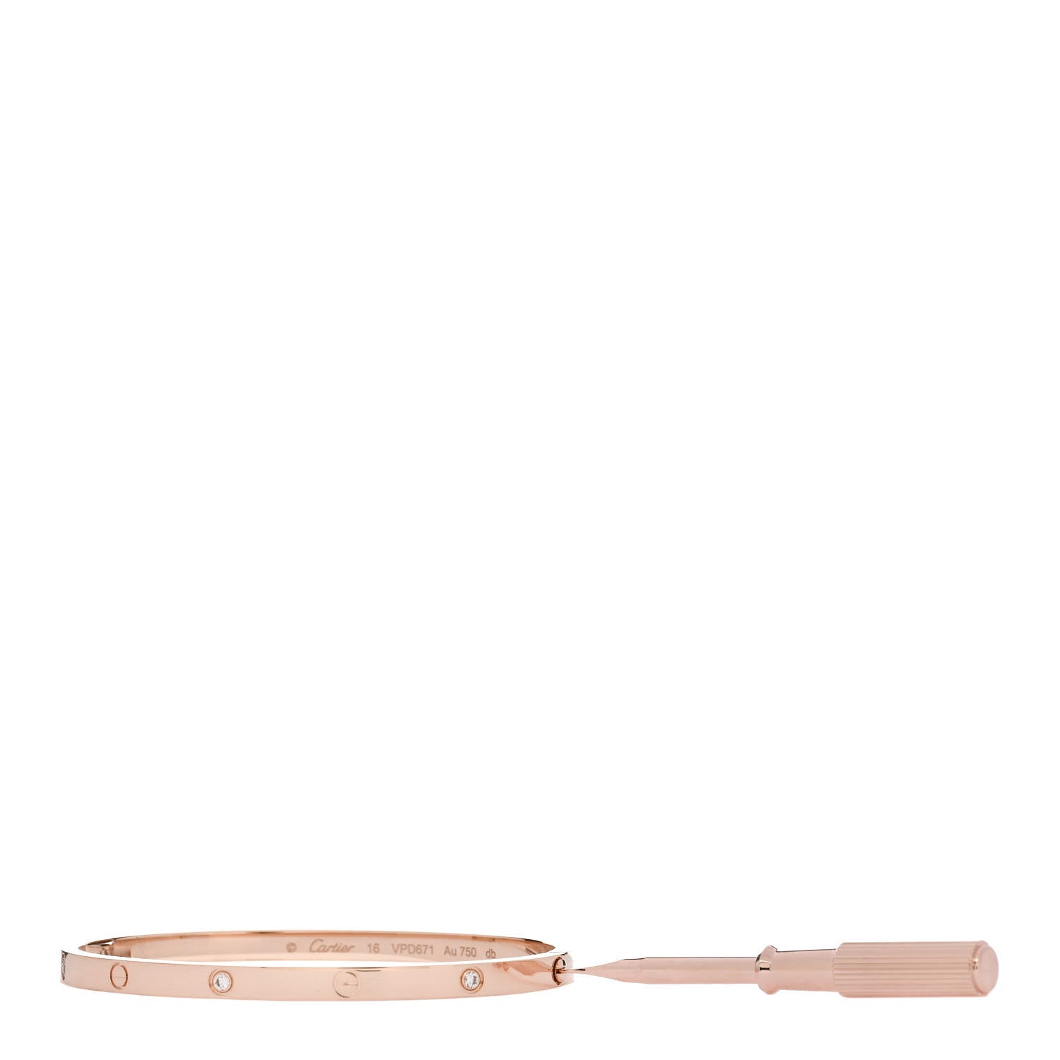 Cartier 18K Pink Gold 6 Diamond Small LOVE Bracelet 16 3 of 6