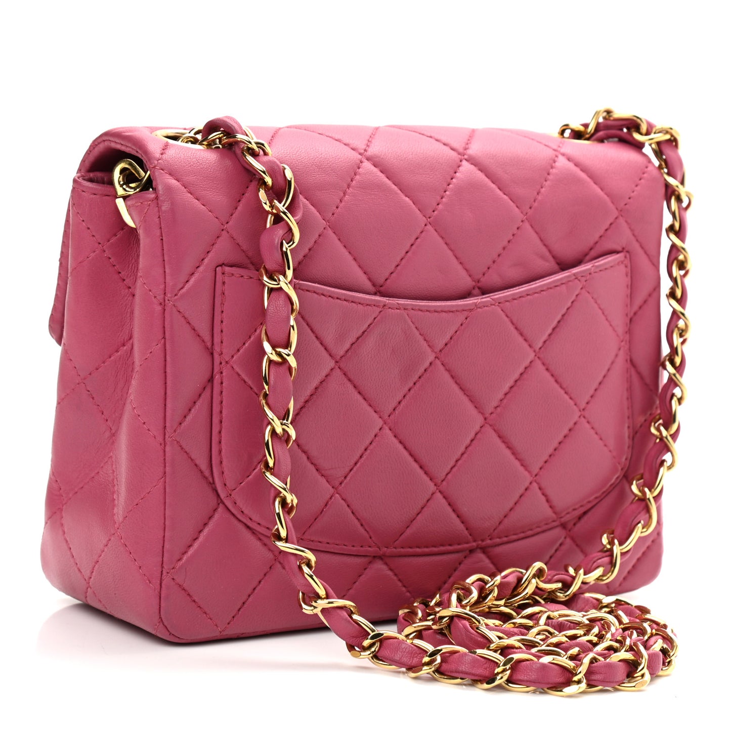 Lambskin Quilted Mini Square Flap Bag Pink