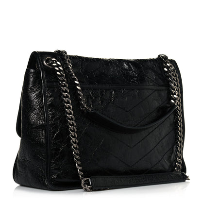 Saint Laurent Crinkled Calfskin Matelasse Monogram Medium Niki Chain Satchel Black 3 of 12