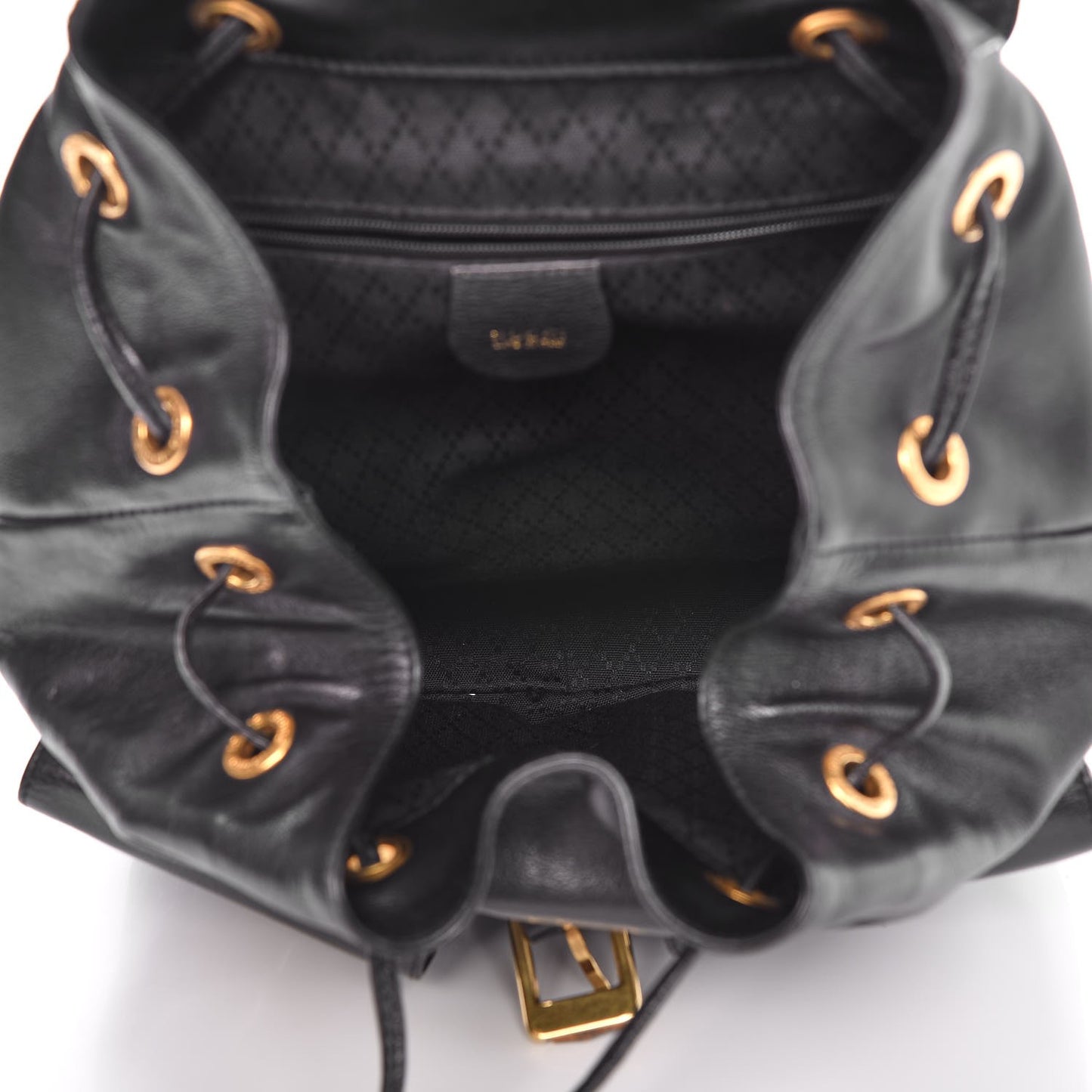 Calfskin Bamboo Backpack Black