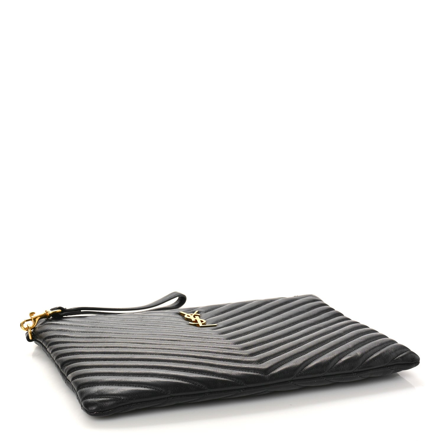 Saint Laurent Calfskin Matelasse Monogram Cassandre Tablet Pouch Black 4 of 8