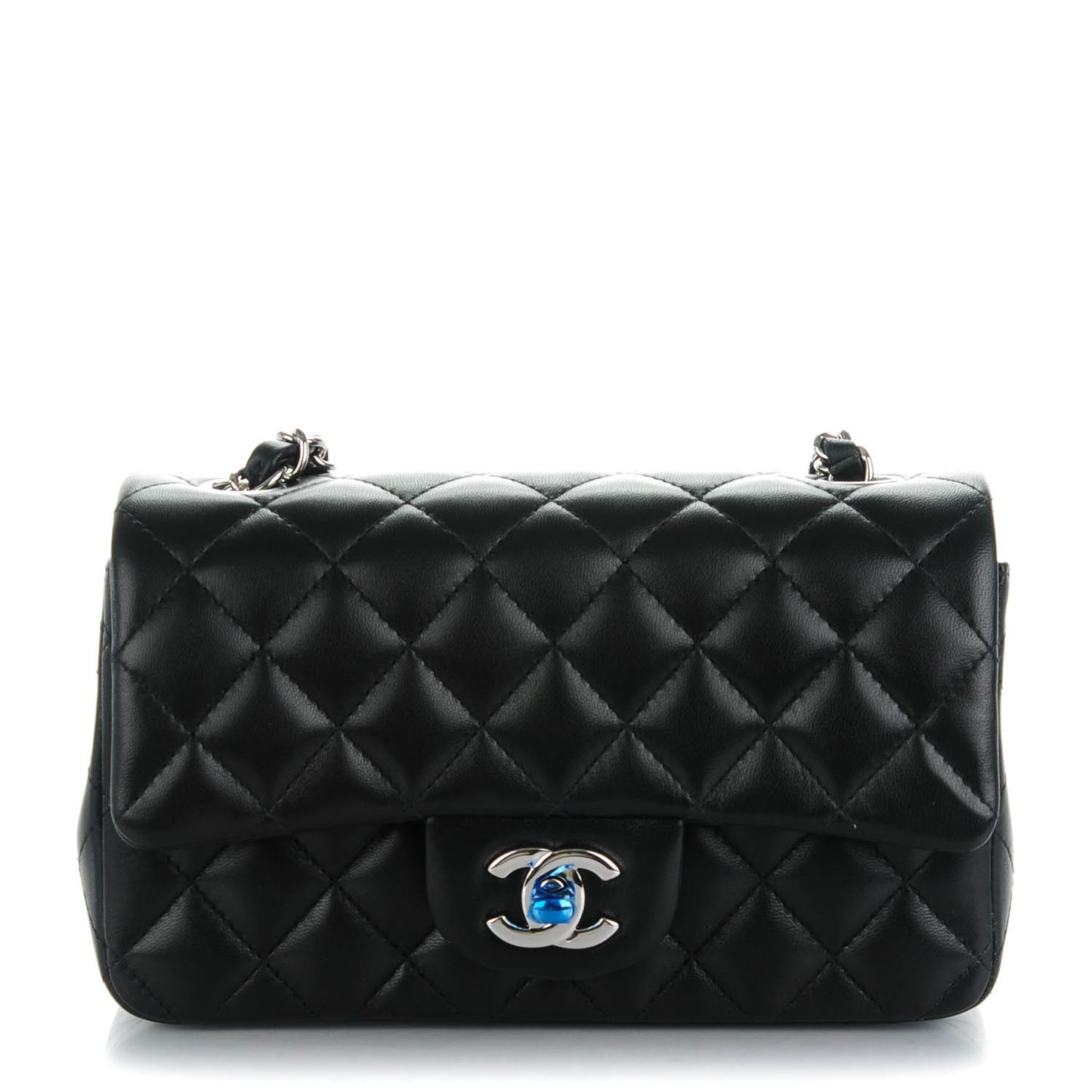 Lambskin Quilted Mini Rectangular Flap Black