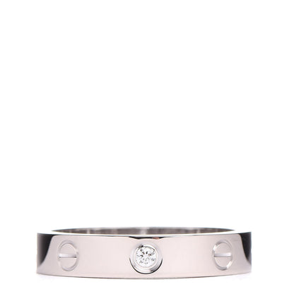Cartier 18K White Gold Diamond 3.5mm LOVE Wedding Band Ring 56 7.25 1 of 6