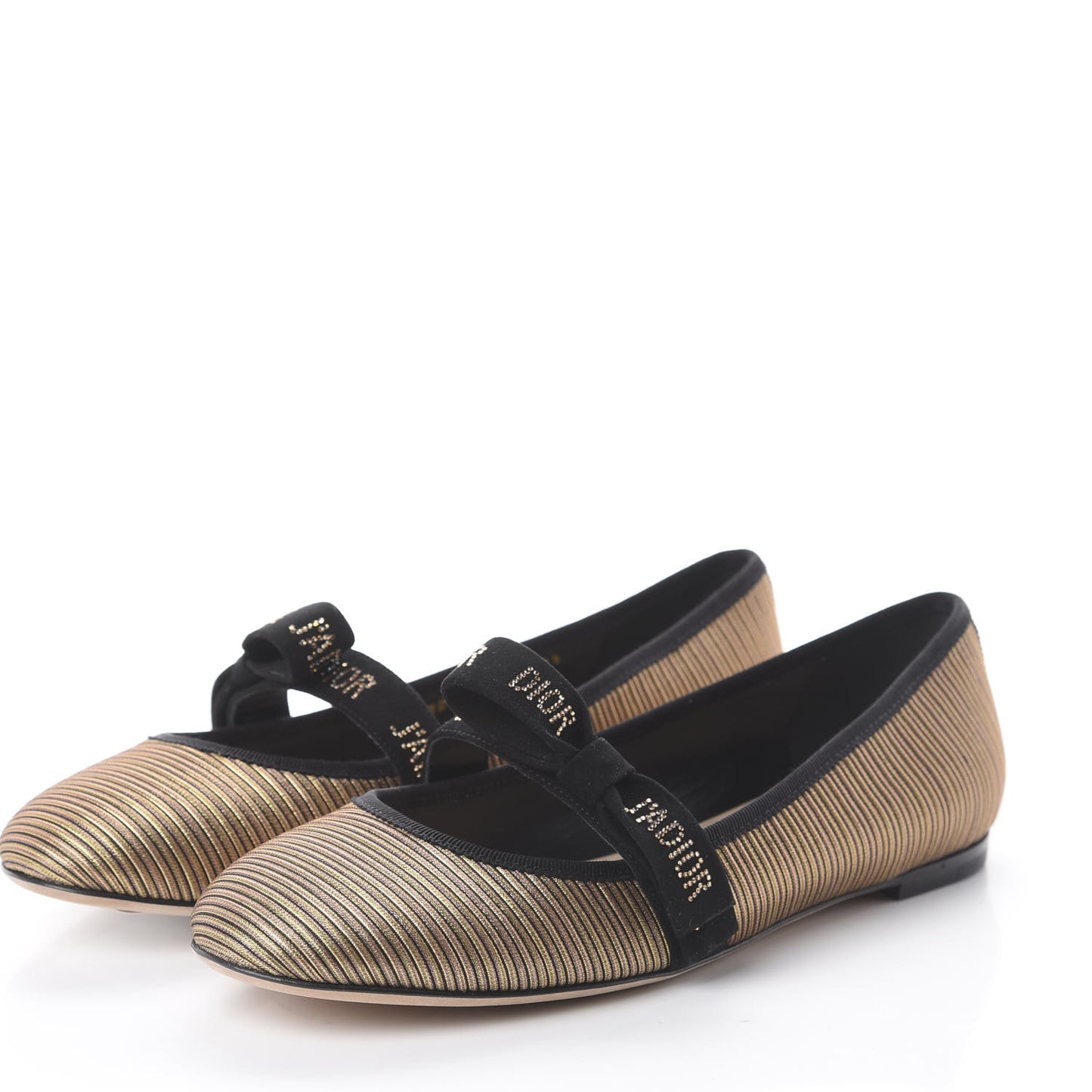 Laminated Grosgrain Miss J'Adior Ballerina Flats 39.5 Bronze