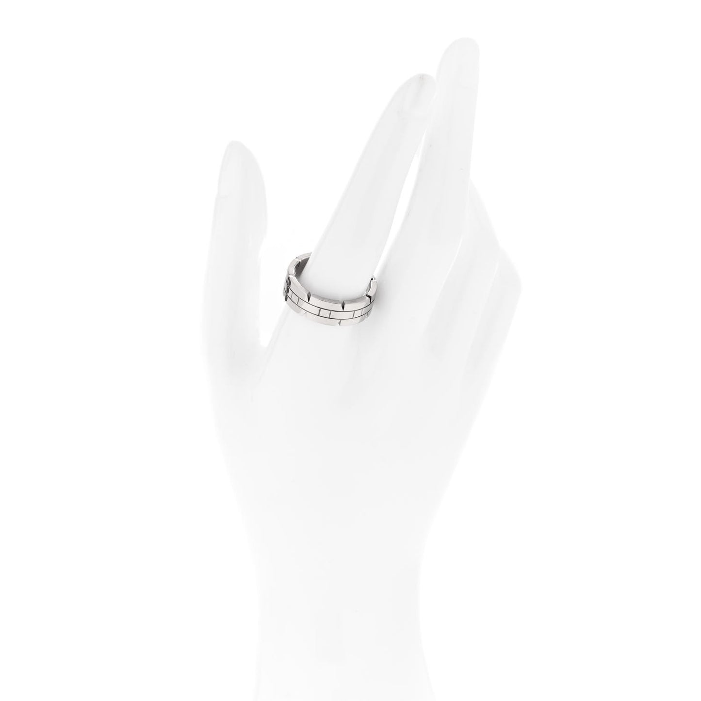 18K White Gold 7mm Tank Francaise Band Ring 62 10