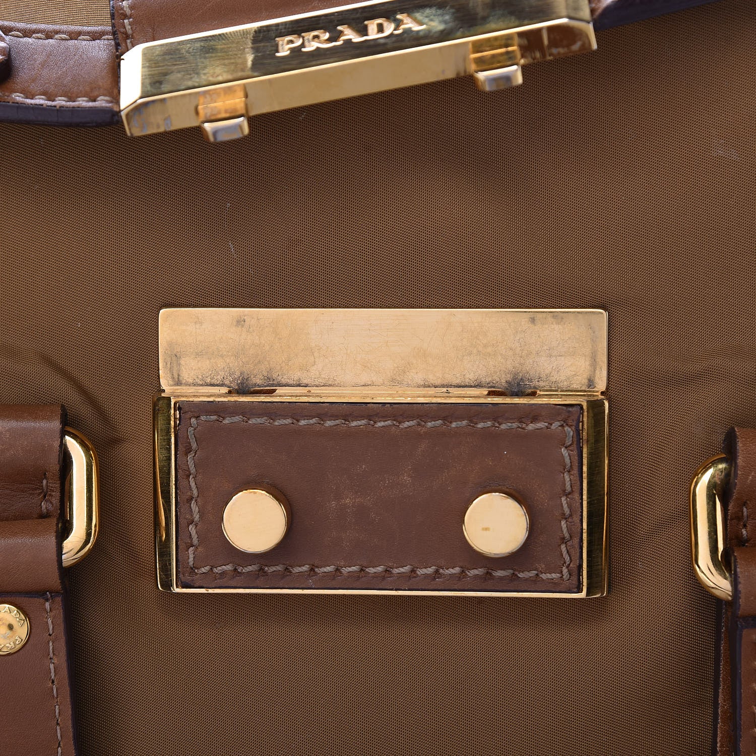 Prada Tessuto Nylon Calfskin Shoulder Bag Brown 12 of 30