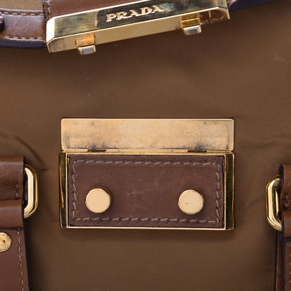 Prada Tessuto Nylon Calfskin Shoulder Bag Brown 12 of 30