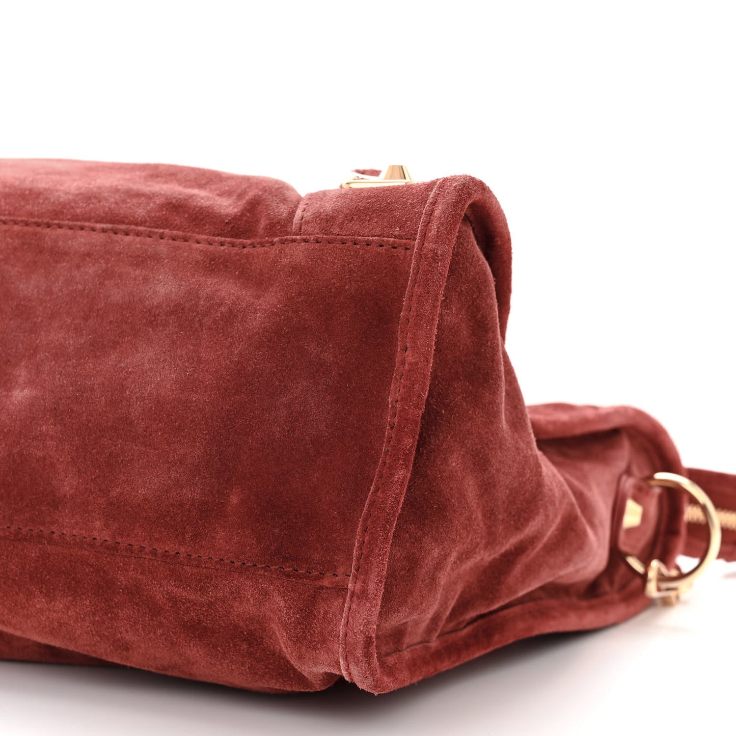 Baby Daim Suede Gold Metallic Edge Hardware City Bois De Rose Fonce