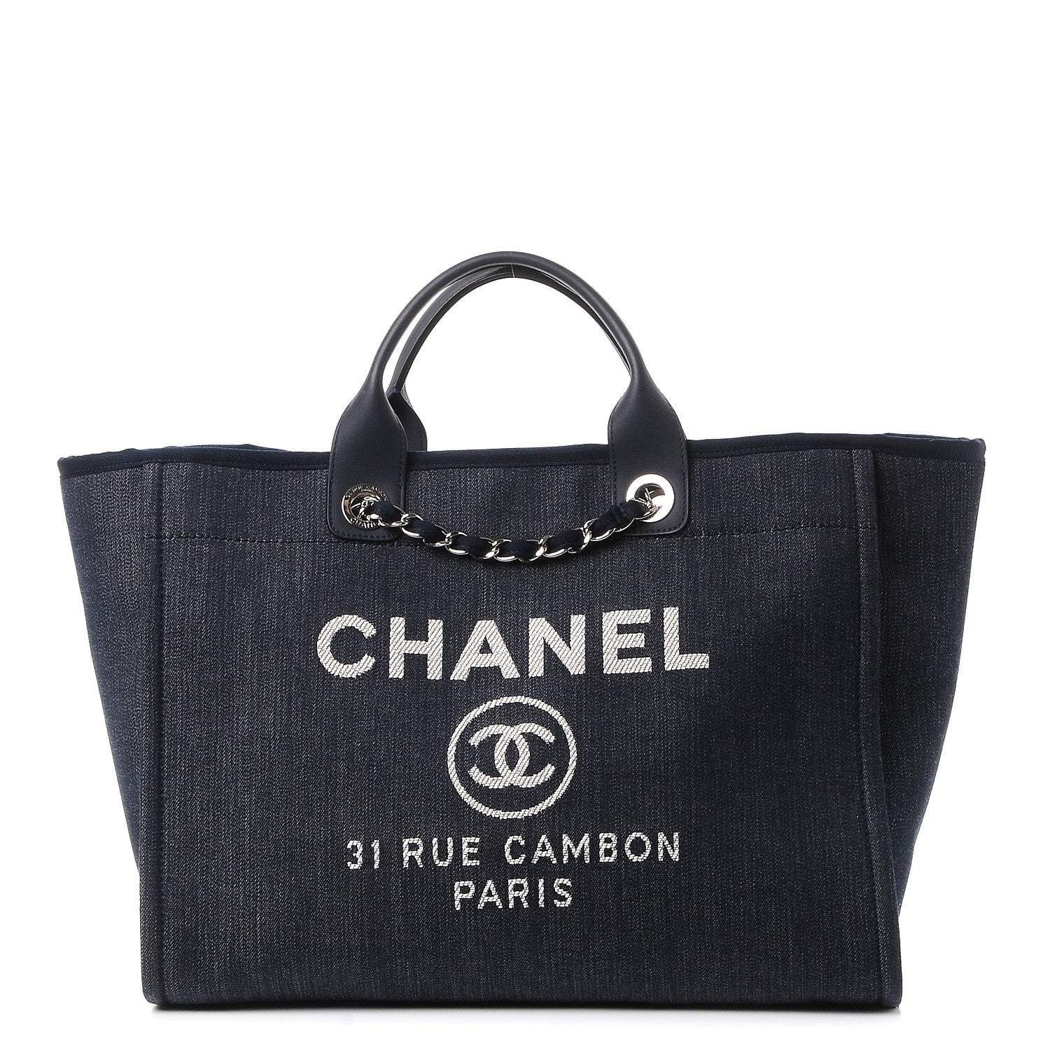 Chanel Denim Large Deauville Tote Dark Blue 1 of 8