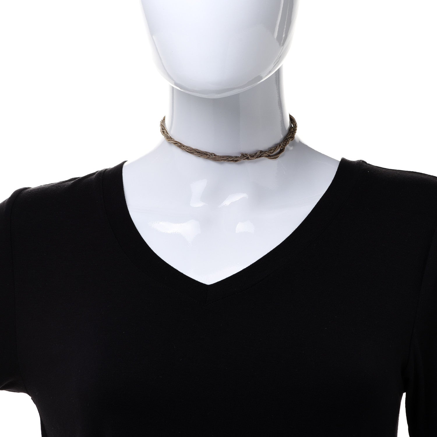 Saint Laurent Lou Lou Twisted Chains Necklace Gold 2 of 5