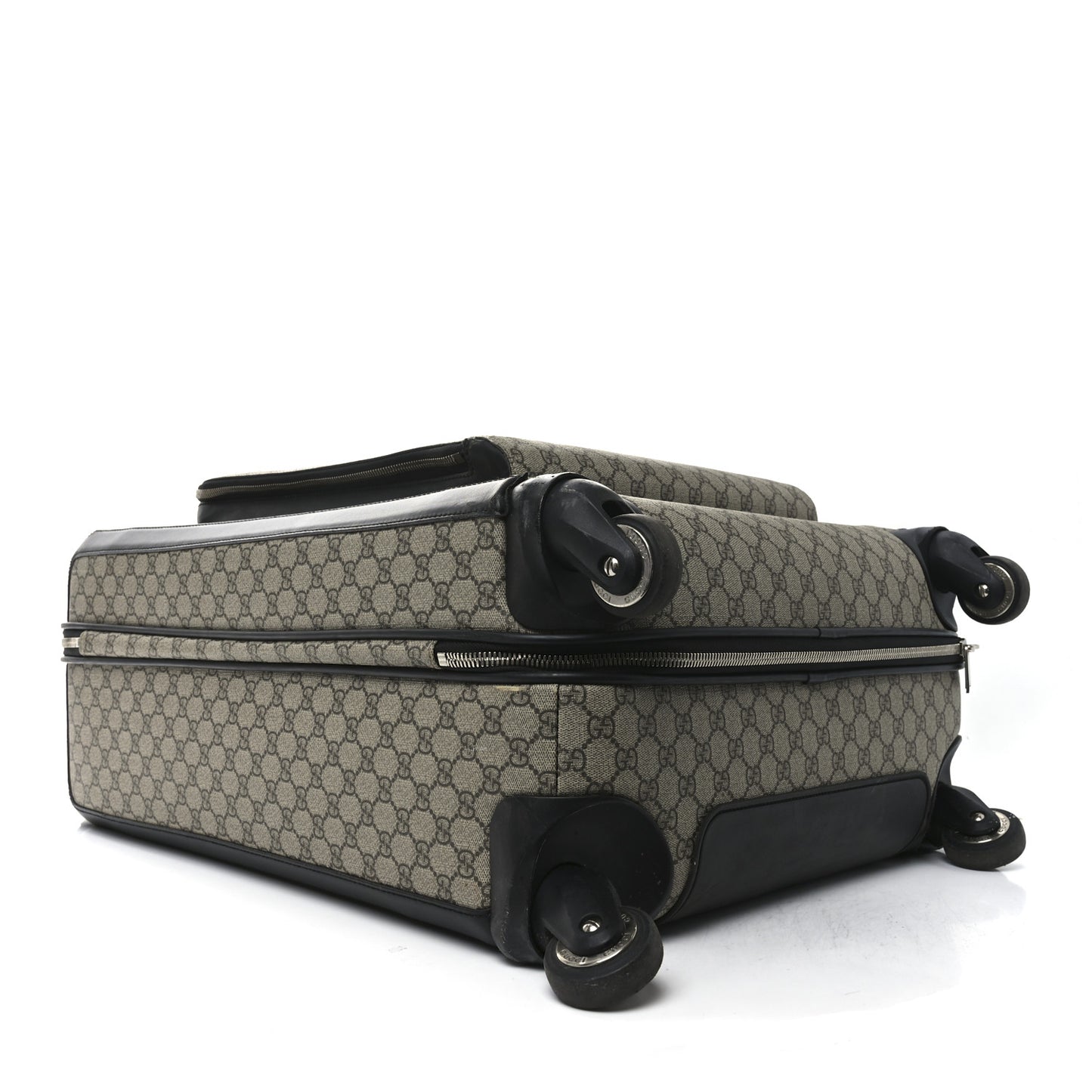 GG Supreme Monogram Four Wheel Suitcase Black