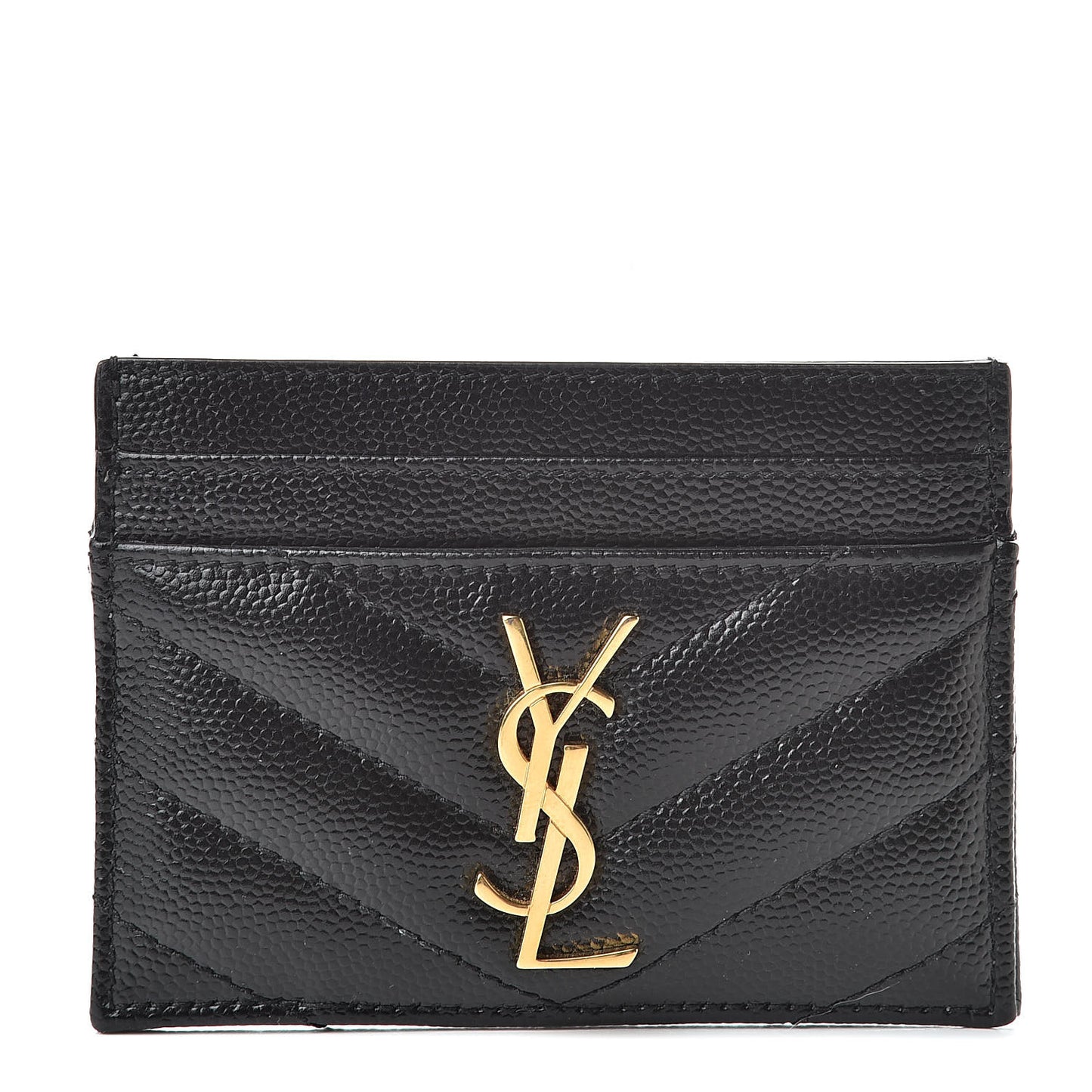 Grain De Poudre Matelasse Chevron Monogram Credit Card Case Black