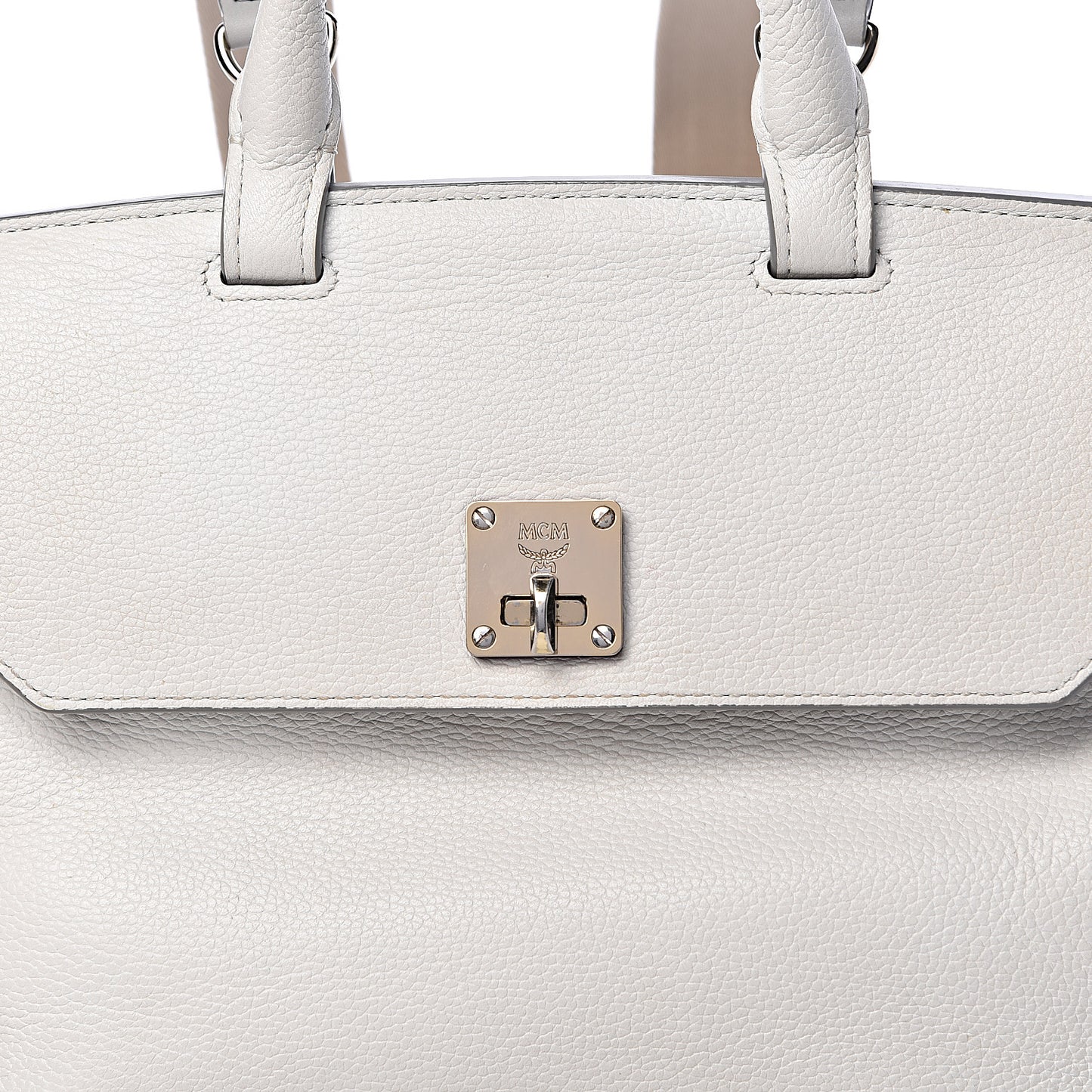 Grained Calfskin Medium Milla Convertible Backpack White Flake
