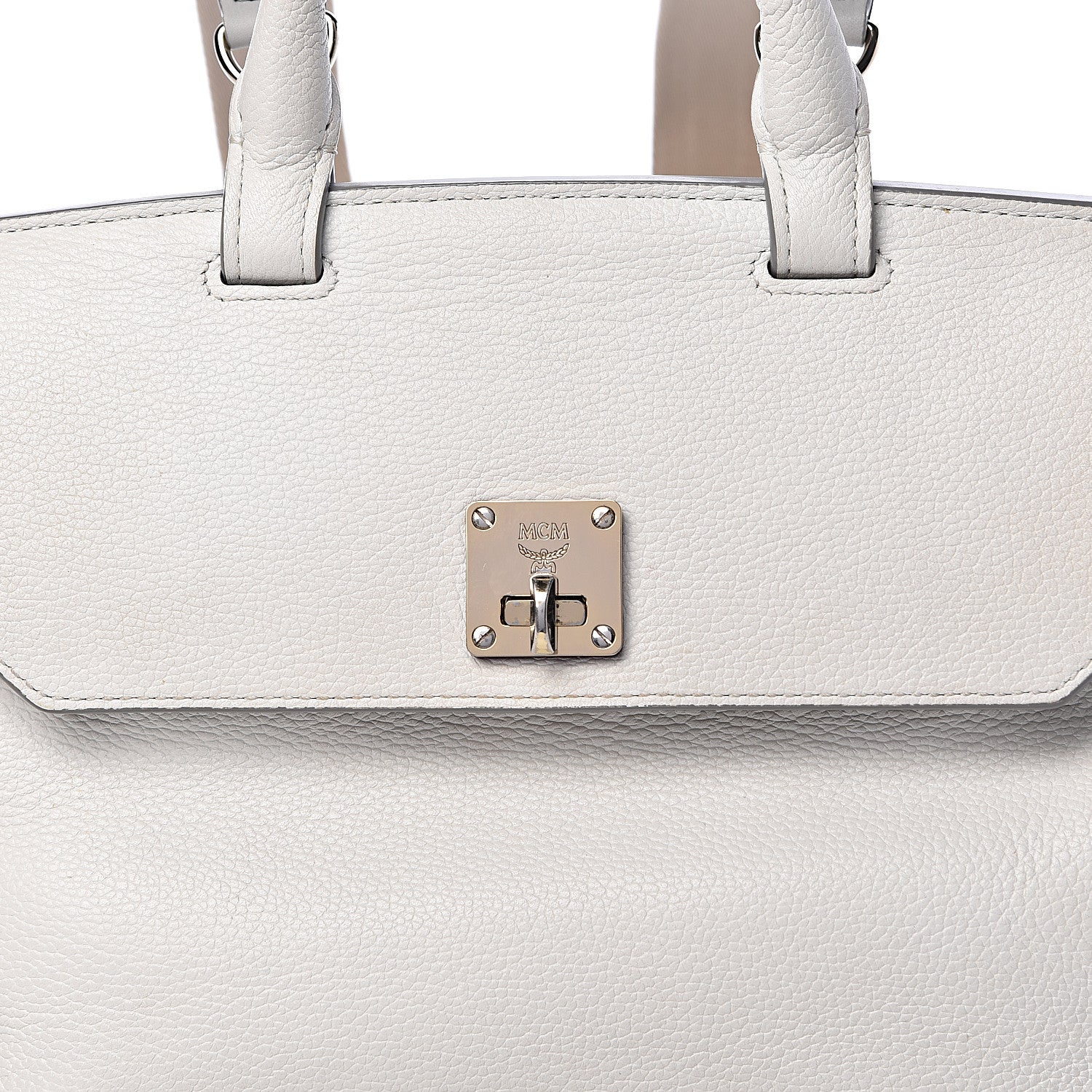 MCM Grained Calfskin Medium Milla Convertible Backpack White Flake 17 of 17