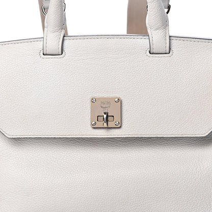 MCM Grained Calfskin Medium Milla Convertible Backpack White Flake 17 of 17