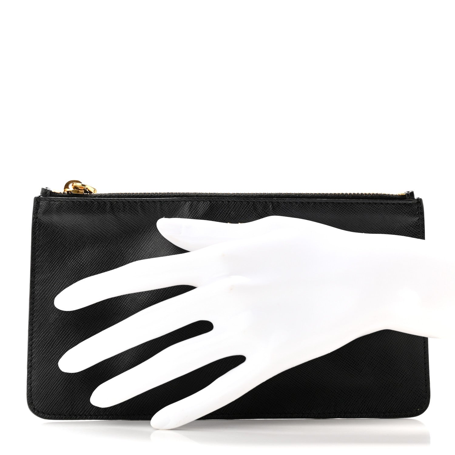 Prada Saffiano Zip Pouch Black Black 2 of 10