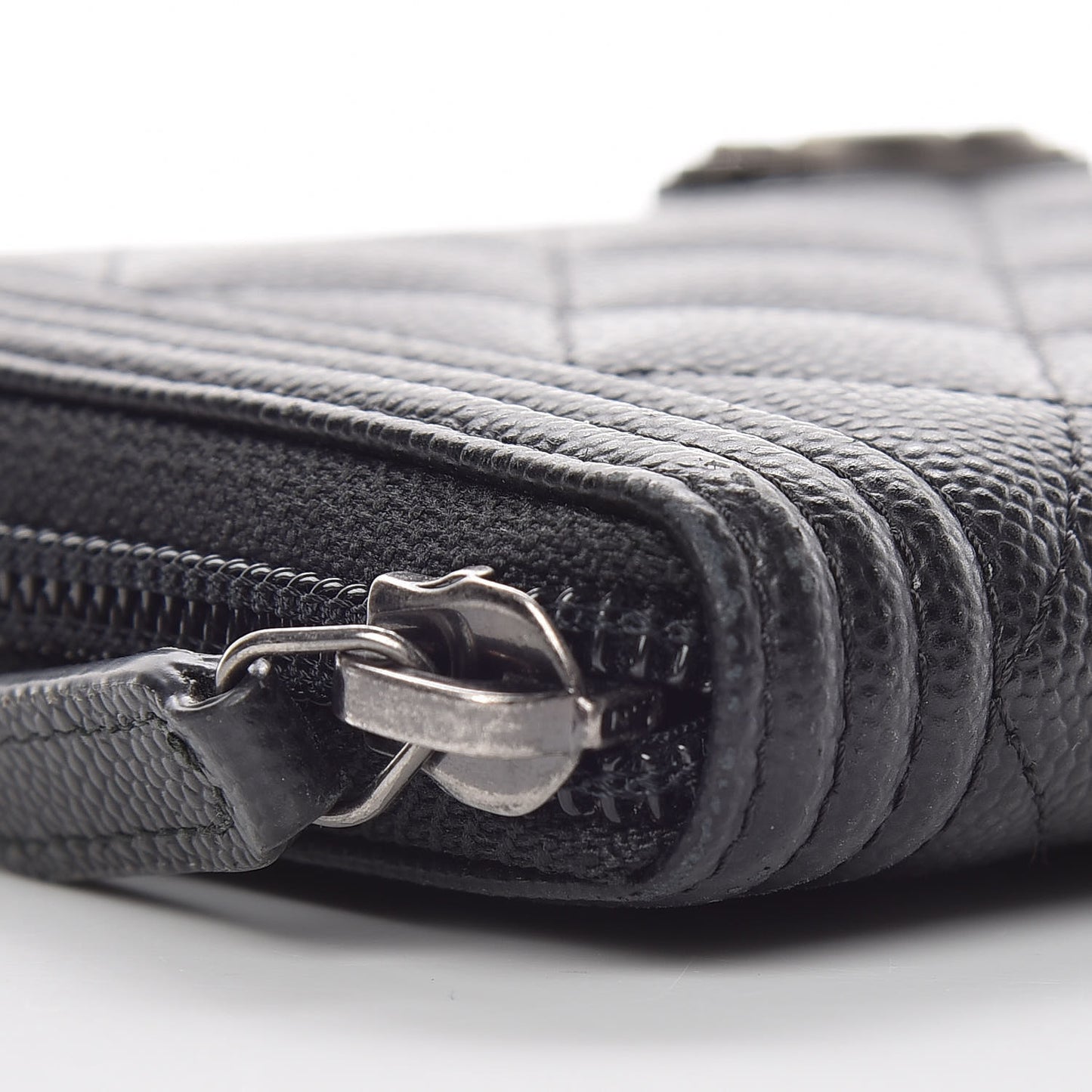 Caviar Quilted Boy Long Zip Around Wallet Black
