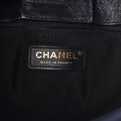 Chanel Iridescent Calfskin Chevron Quilted Shopping Tote Black 8 of 10