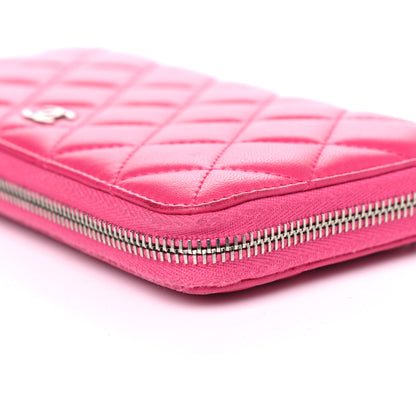 Chanel Lambskin Quilted Large Gusset Zip Around Wallet Fuchsia 8 of 12