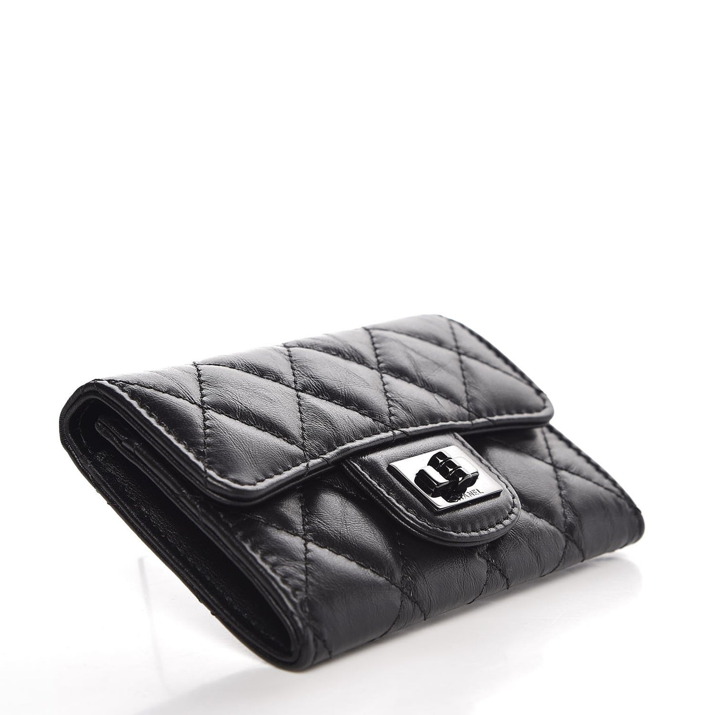 Aged Calfskin Quilted Reissue Flap Card Holder So Black