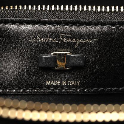 Salvatore Ferragamo Hammered Calfskin Vara Bow Chain Black Black 7 of 11