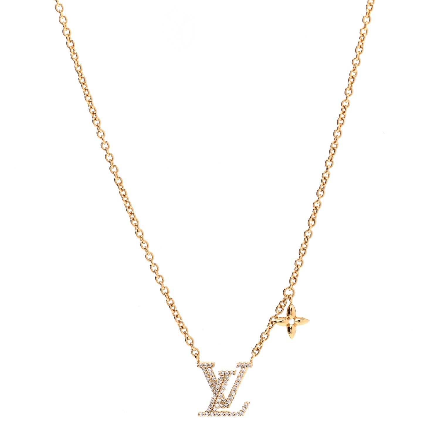 Louis Vuitton Metal Crystal LV Iconic Necklace Gold 1 of 6