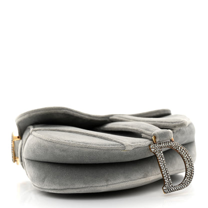 Christian Dior Velvet Crystal Mini Saddle Bag Grey 4 of 11