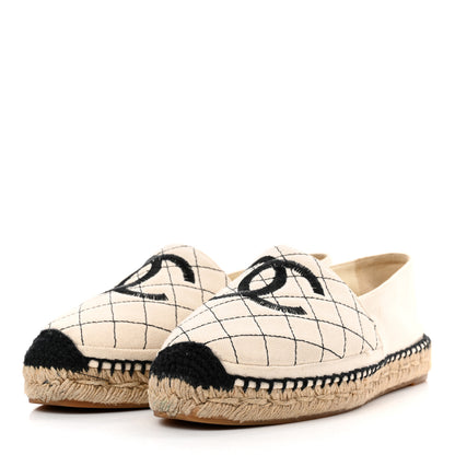 Chanel Fabric Biarritz CC Espadrilles 37 Beige Black 3 of 13