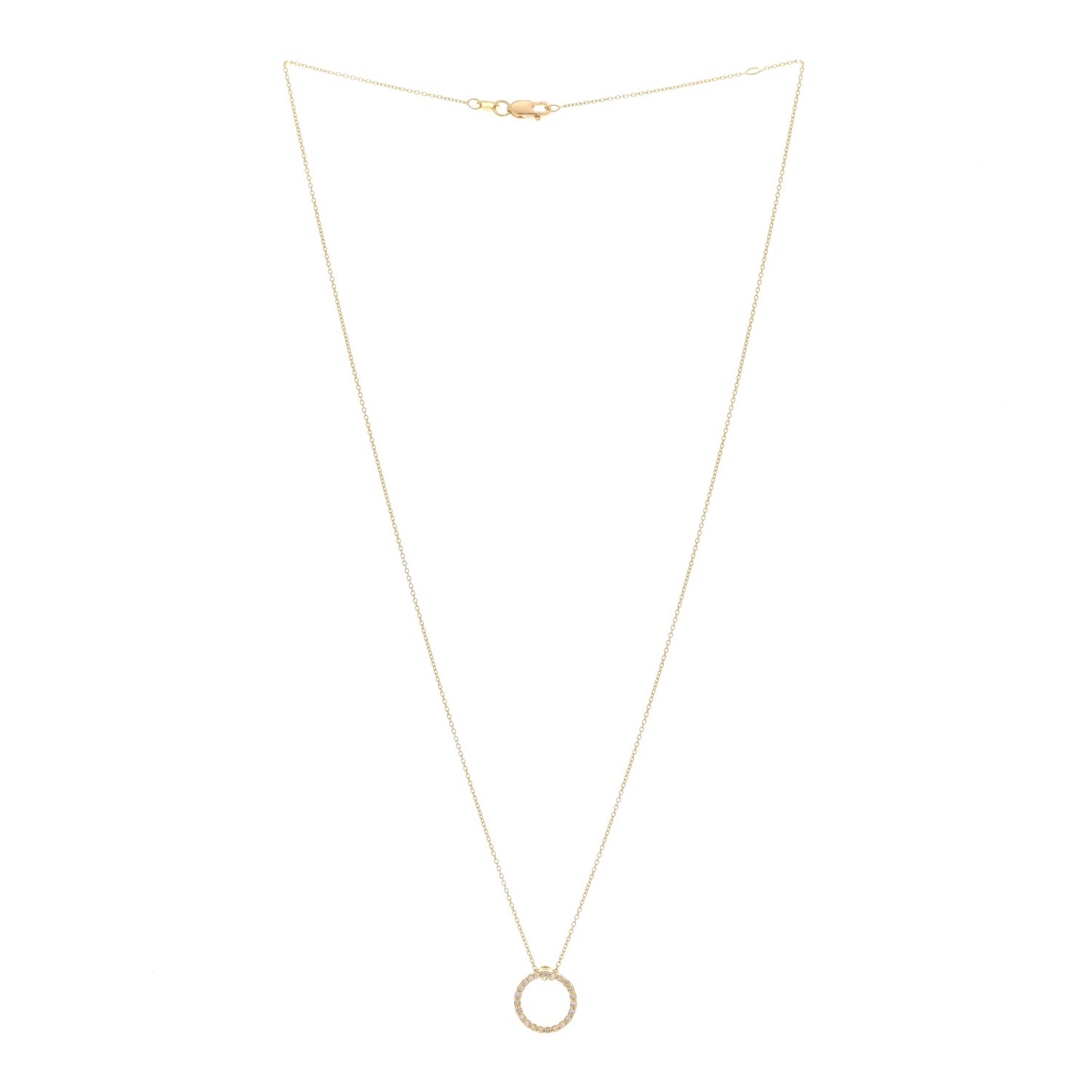 18K Yellow Gold Diamond Tiny Treasures .09ctw Circle Pendant Necklace