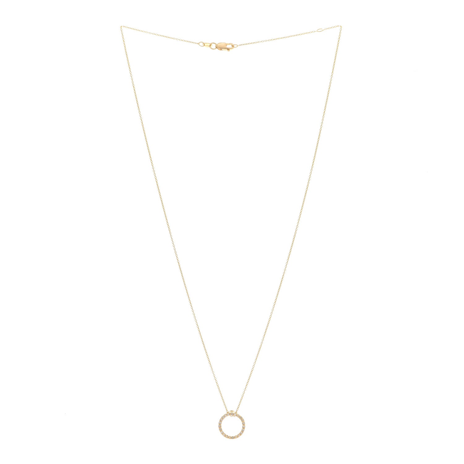 Roberto Coin 18K Yellow Gold Diamond Tiny Treasures .09ctw Circle Pendant Necklace 3 of 7