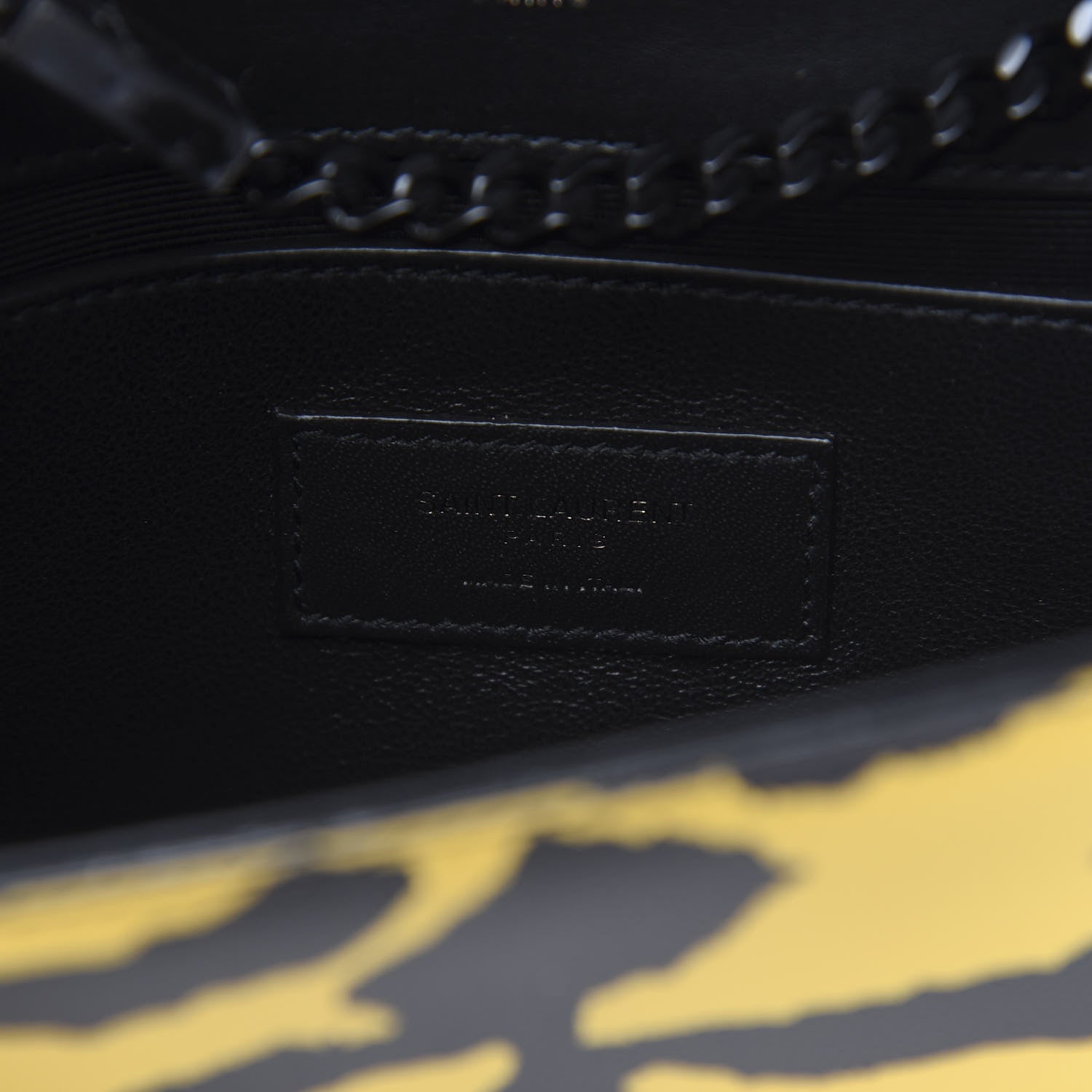 Saint Laurent Grain De Poudre Zebra Print Small Classic Monogram Kate Satchel Yellow 6 of 9