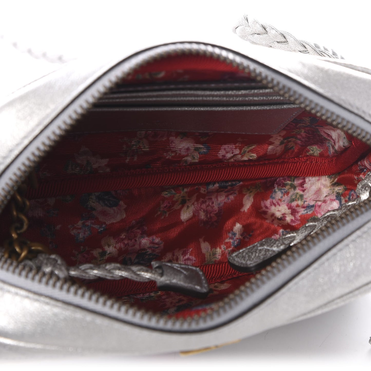 Laminated Nappa Web Trapuntata Mini GG Shoulder Bag Argento