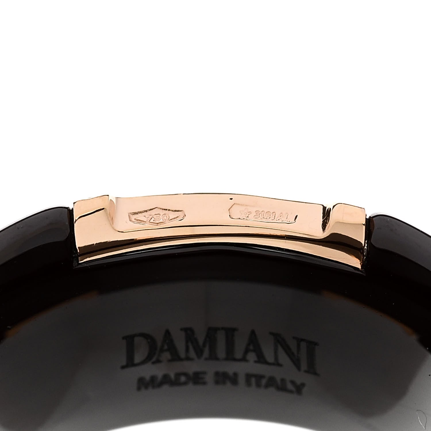 Damiani 18K Pink Gold Ceramic Diamond D Icon Ring 53 6.25 Black 5 of 5