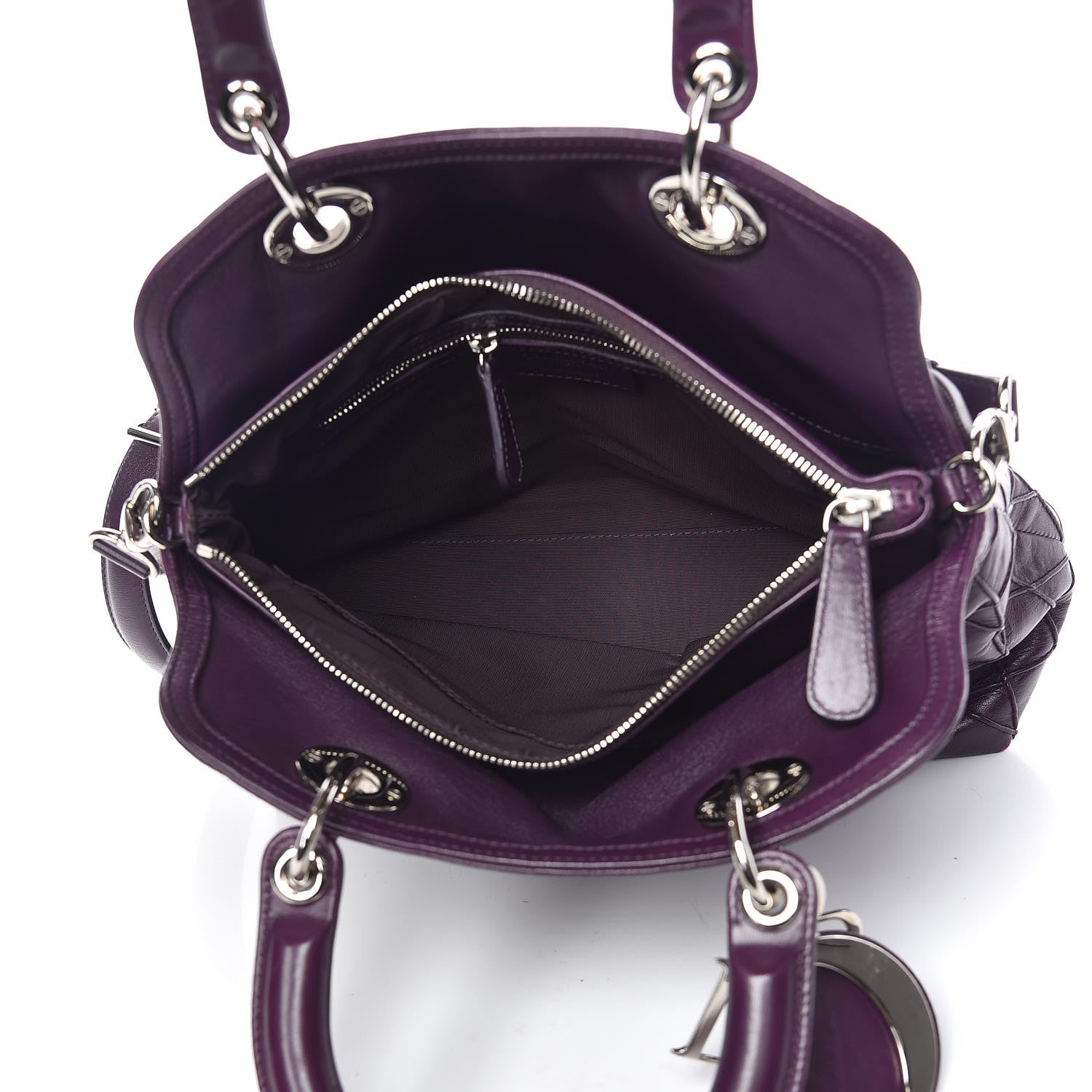 Christian Dior Lambskin Cannage Medium Granville Tote Purple 6 of 15