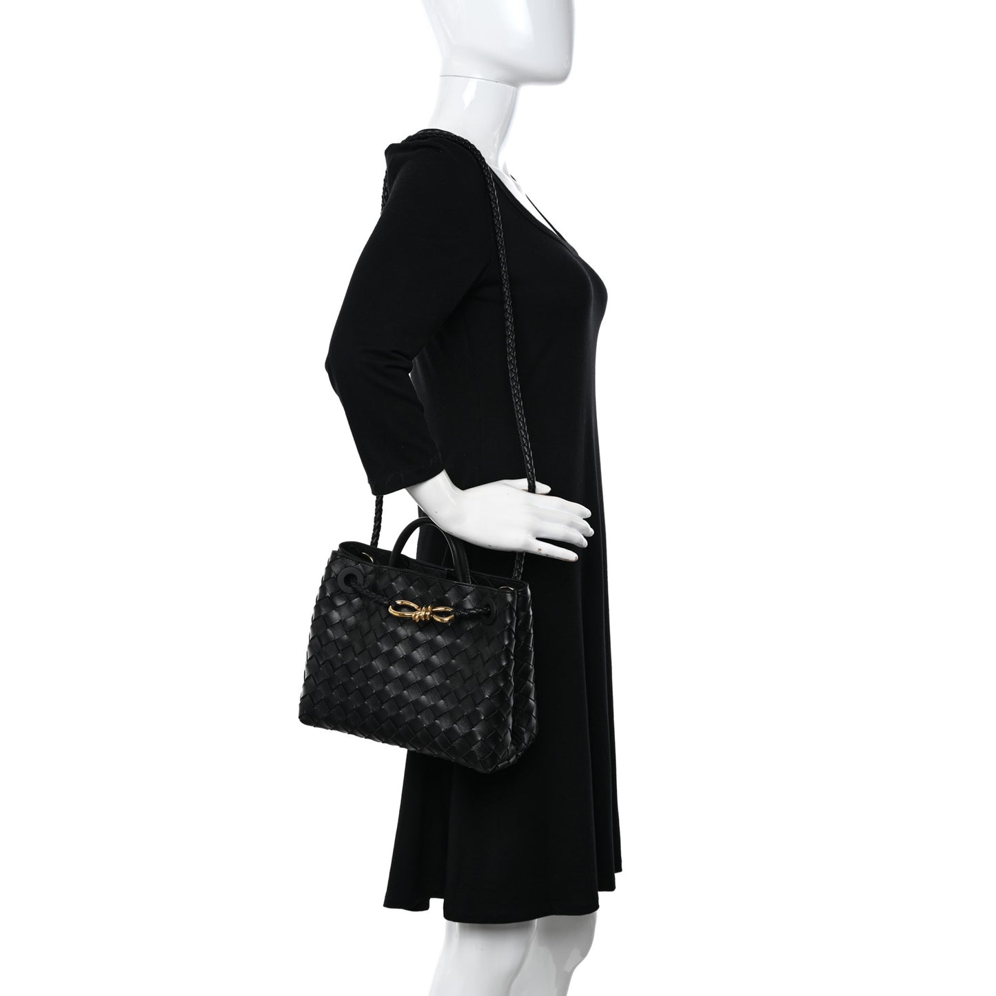 Nappa Intrecciato Small Andiamo Shoulder Bag Black