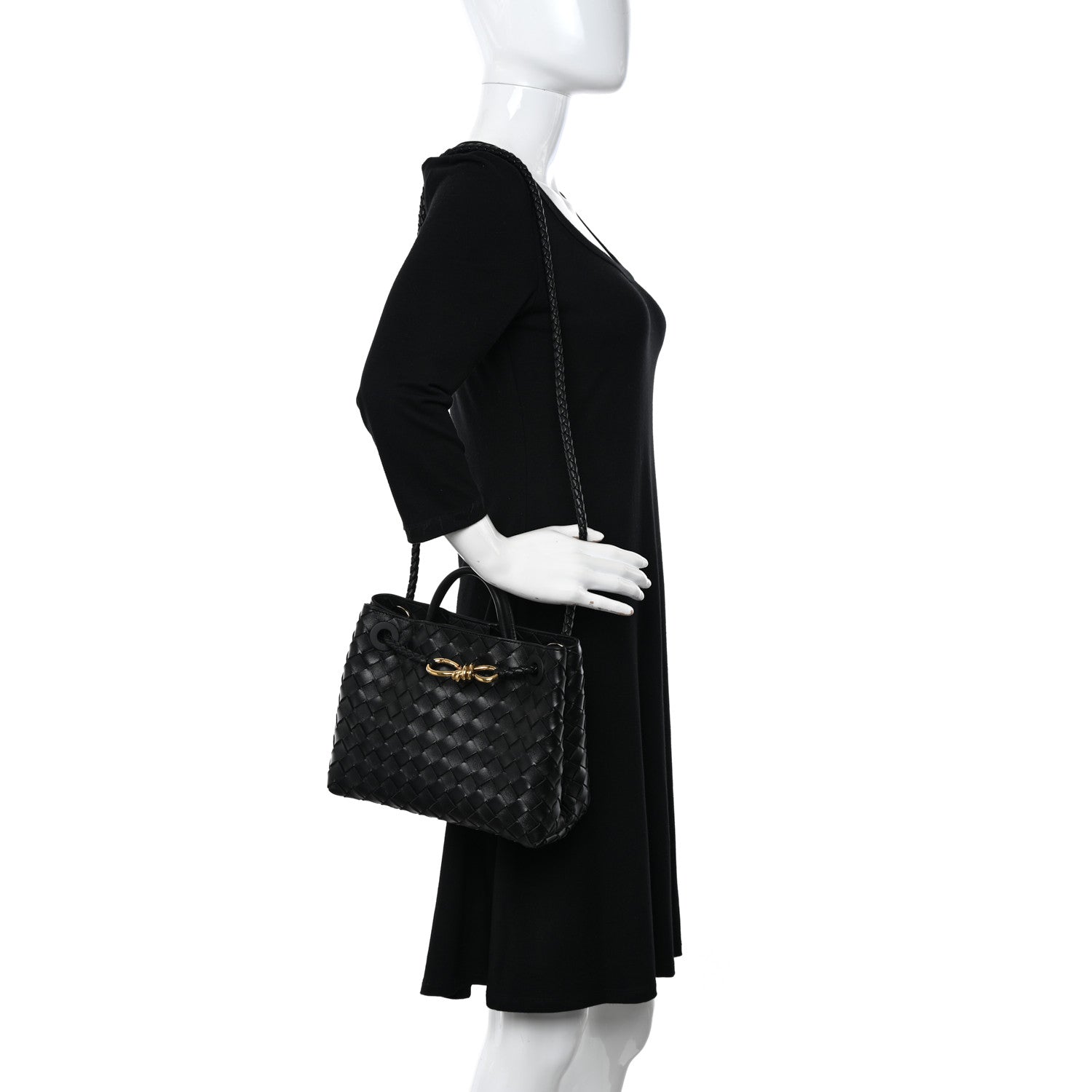 Bottega Veneta Nappa Intrecciato Small Andiamo Shoulder Bag Black 2 of 12