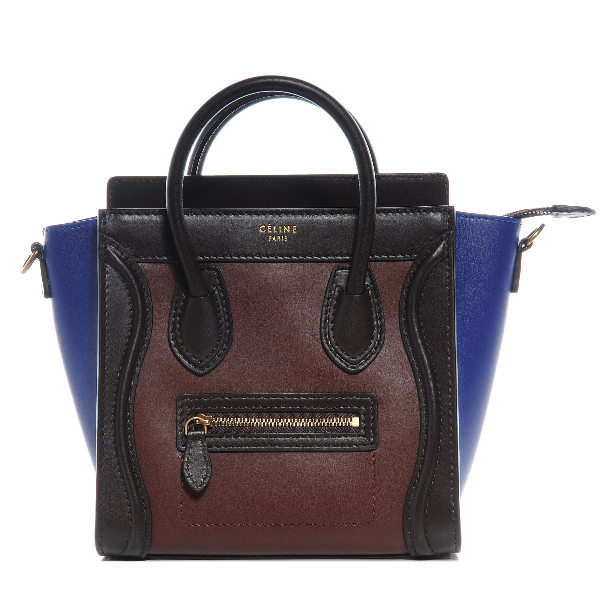 Celine Smooth Calfskin Nano Tri-Color Luggage Acajou Royal Blue 1 of 9