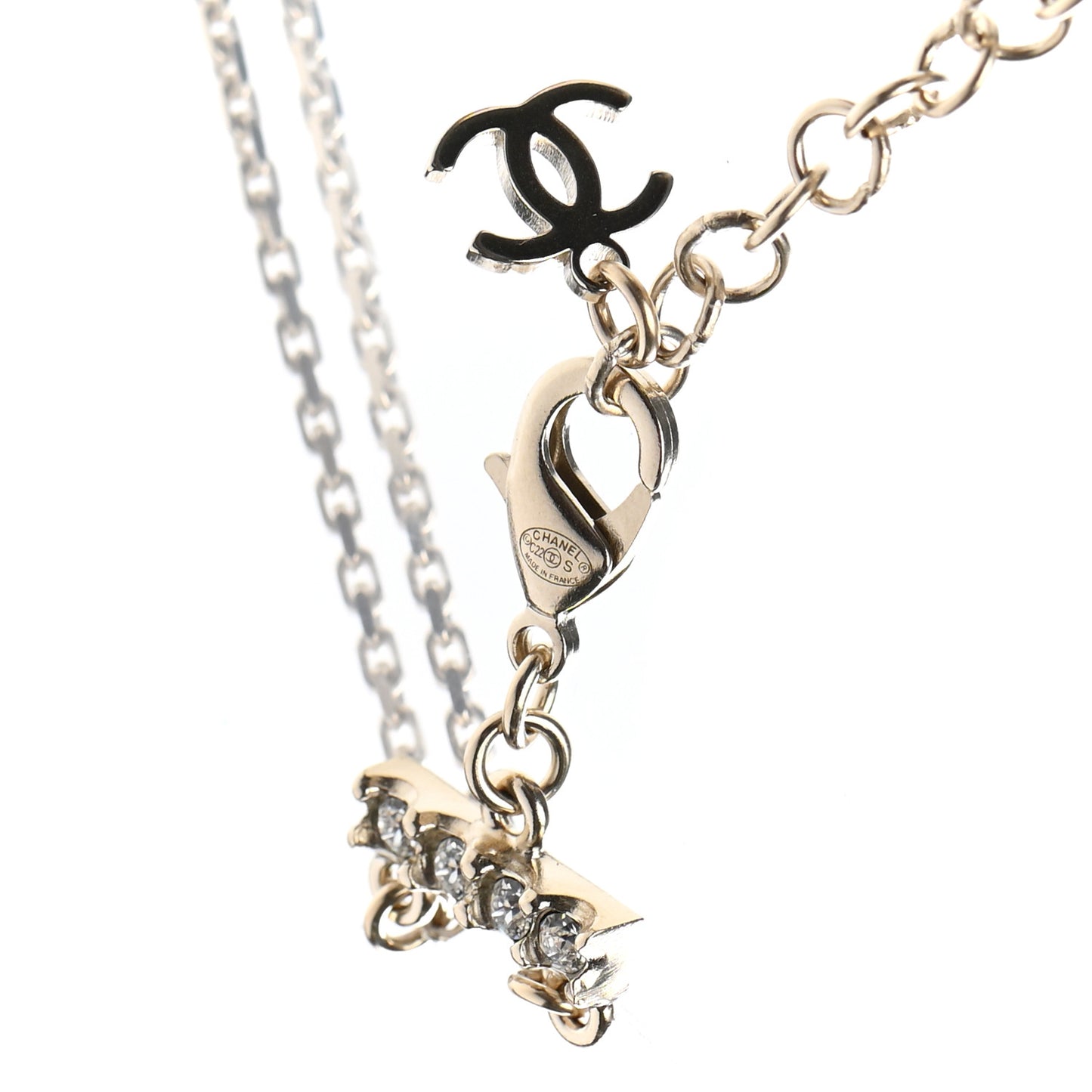 Metal Crystal Logo Choker Necklace Gold