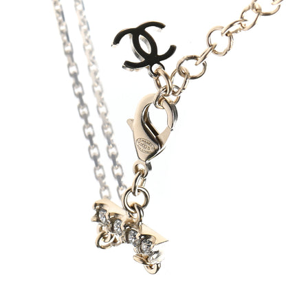 Chanel Metal Crystal Logo Choker Necklace Gold 6 of 7