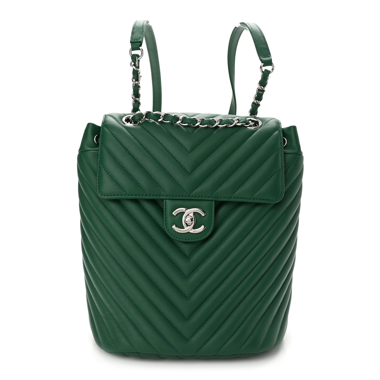 Lambskin Chevron Quilted Small Urban Spirit Backpack Green