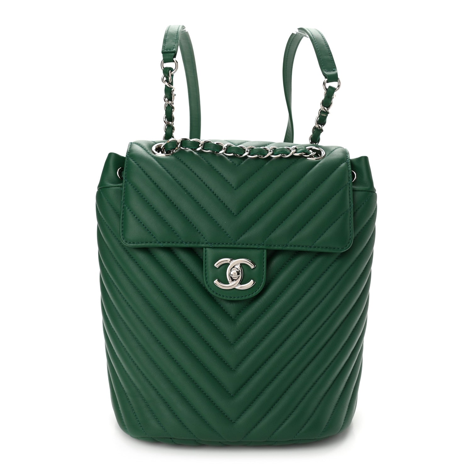 Chanel Lambskin Chevron Quilted Small Urban Spirit Backpack Green 1 of 10