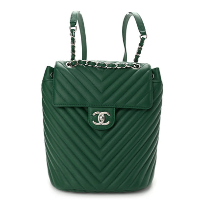 Chanel Lambskin Chevron Quilted Small Urban Spirit Backpack Green 1 of 10
