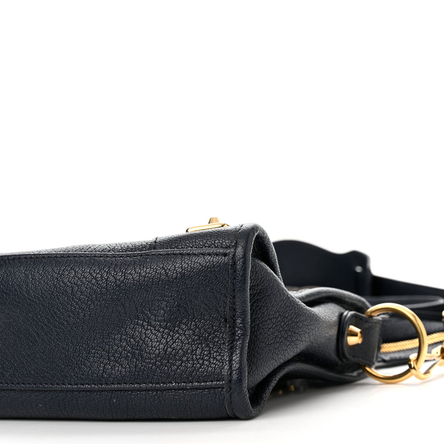 Chevre Gold Metallic Edge Hardware Mini City Bleu Nuit Dark Sea