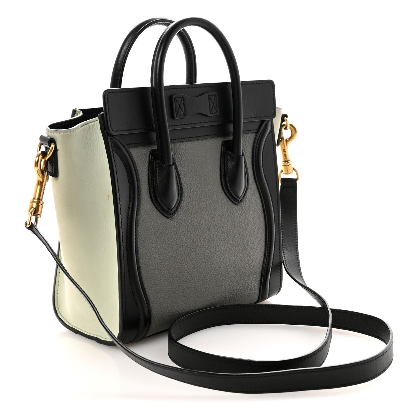 Baby Grained Calfskin Nano Tri-Color Luggage Zinc Almond