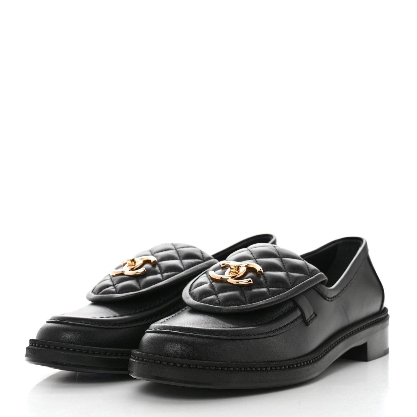 Lambskin Quilted CC Turnlock Loafers 40 Black