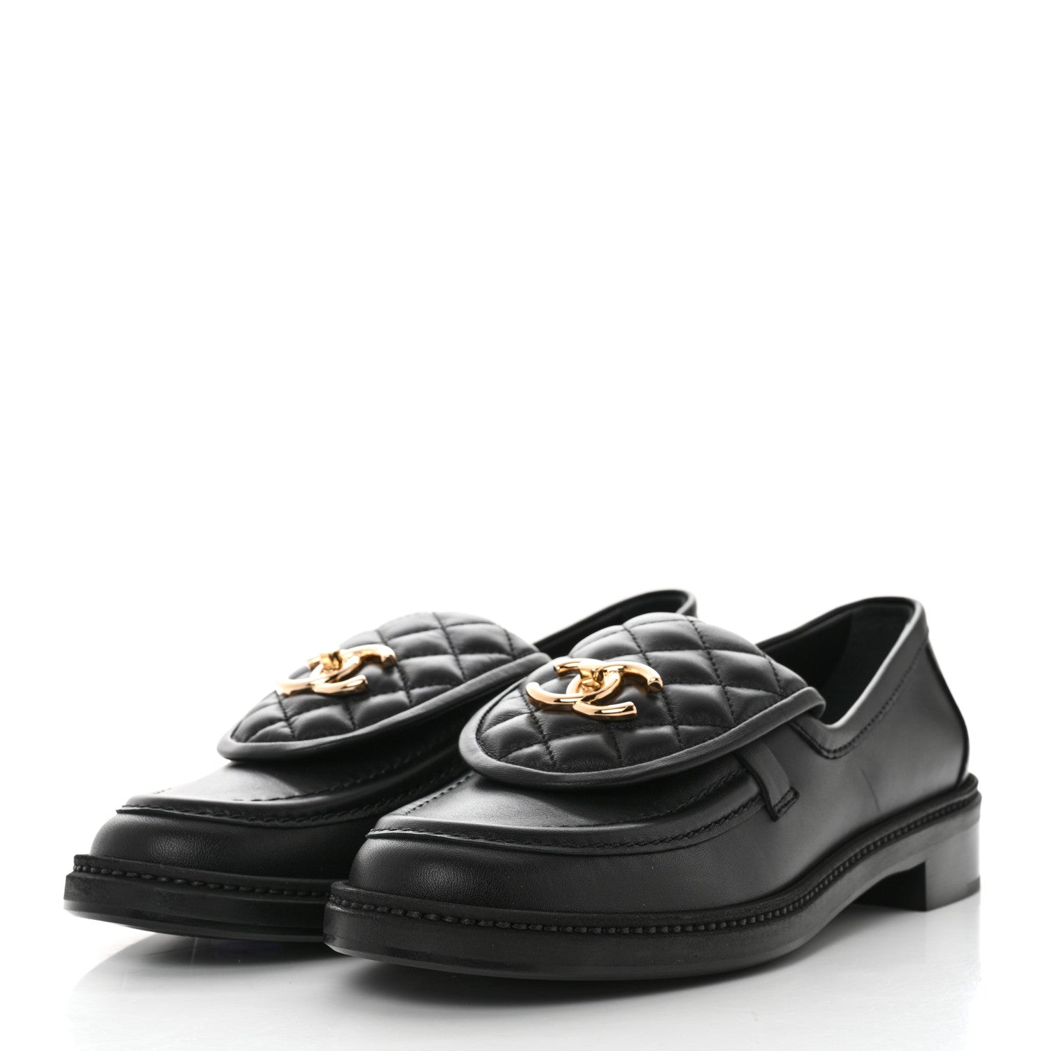 Chanel Lambskin Quilted CC Turnlock Loafers 40 Black 3 of 9